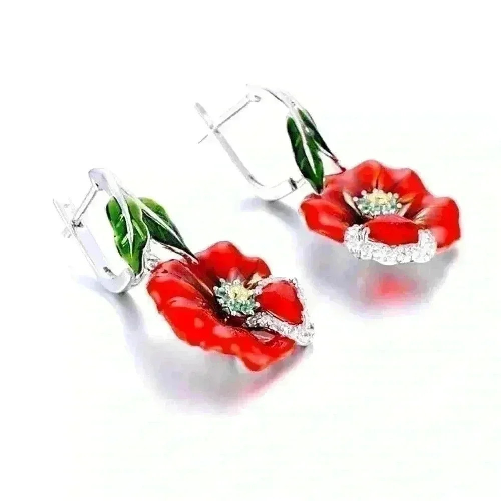 Beautiful 925 Silver Ruby Emerald Diamond Flower … - image 4